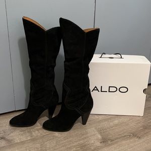 Aldo Black Suede Boots With Box